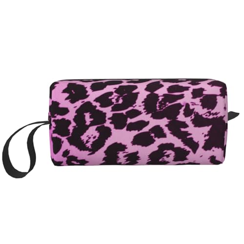 Lila Leopard, Make-up-Tasche, Kosmetiktasche, tragbare Reise-Kulturtasche, Make-up-Tasche, Organizer von NIHAPUDW
