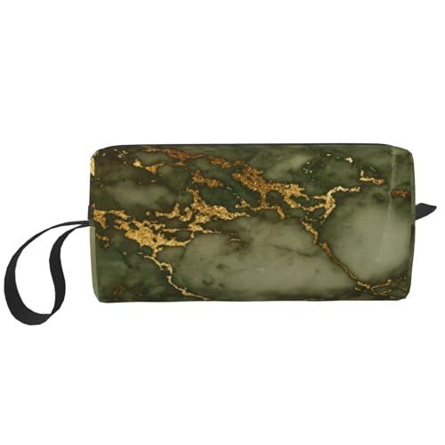 Luxuriöser grüner und Goldener Marmor, Make-up-Tasche, Kosmetiktasche, tragbare Reise-Kulturtasche, Make-up-Tasche, Organizer von NIHAPUDW