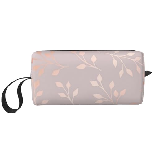 Roségoldener dekorativer Blumendruck, Make-up-Tasche, Kosmetiktasche, tragbare Reise-Kulturtasche, Make-up-Tasche, Organizer von NIHAPUDW