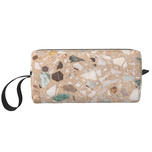 Terrazzo-Naturstein, Make-up-Tasche, Kosmetiktasche, tragbare Reise-Kulturtasche, Make-up-Tasche, Organizer von NIHAPUDW