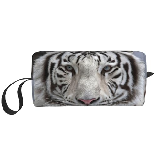 Winterweißer Tiger, Make-up-Tasche, Kosmetiktasche, tragbare Reise-Kulturtasche, Make-up-Tasche, Organizer von NIHAPUDW