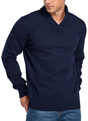 NITAGUT Herren Pullover mit Schalkragen, langärmelig, marineblau, Groß von NITAGUT