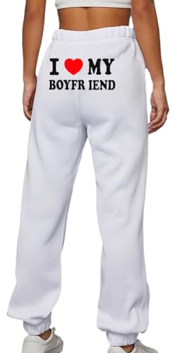 NIUHE Damen Sport Hosen Mode Loser Beschlag Casual Sport Hosen Pants(Weiß,S) von NIUHE