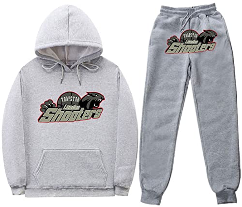 NIUHE Tiger Printed Trainingsanzug Sets Herren Freizeit Jogginganzug 2-teilig Kapuzenjacke mit Kapuze Und Taschen Sporthose Kapuzenpullover(Hellgrau 001,M) von NIUHE