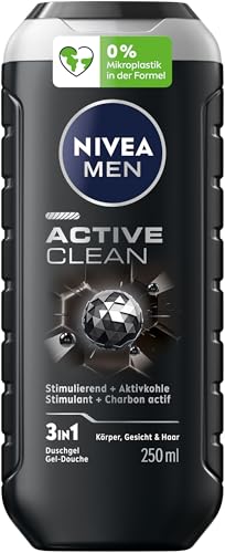 NIVEA MEN Active Clean Duschgel, pH-hautneutrale Pflegedusche für Männer mit stimulierendem Duft, Formel mit Aktivkohle für Körper, Gesicht und Haar (250 ml) NIVEA MEN Active Clean Duschgel, pH-hautneutrale Pflegedusche für Männer mit stimulierendem Duft, Formel mit Aktivkohle für Körper, Gesicht und Haar (250 ml) von NIVEA MEN