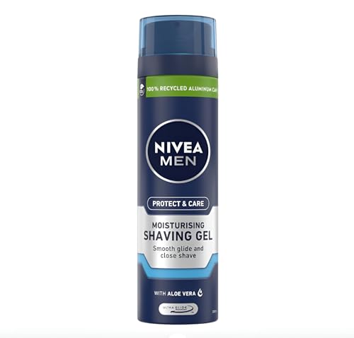 NIVEA Men Beard Skin Face Shaving Protect & Care Moisturising Shaving Gel 200ml Hydrating Formula enriched with Aloe Vera and Pro-Vitamin B5 (Pack of 4) von NIVEA