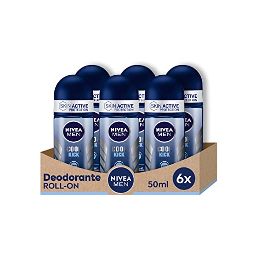 NIVEA Men Cool Kick Roll-on Antitranspirant Lufterfrischer, 6er Pack x 150 ml, Herren-Deodorant mit Cool-Care-Formel, Deo Roll für 48 h intensive Frische von NIVEA