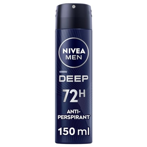 NIVEA MEN DEEP Deospray 6 x 150 ml, Deodorant für Herren mit antibakterieller Formel mit Aktivkohle, Anti-Transpirant Deodorant für 48 h intensive Frische von NIVEA