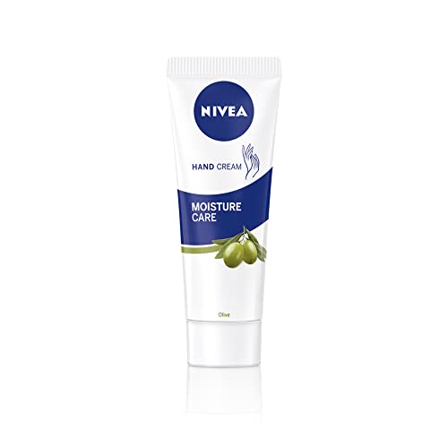 NIVEA Moisture Care Olive Handcreme (75 ml), 24H feuchtigkeitsspendende Handcreme macht trockene Hände weich, Mini-Handcreme angereichert mit Olivenöl, nicht fettendes Finish von NIVEA