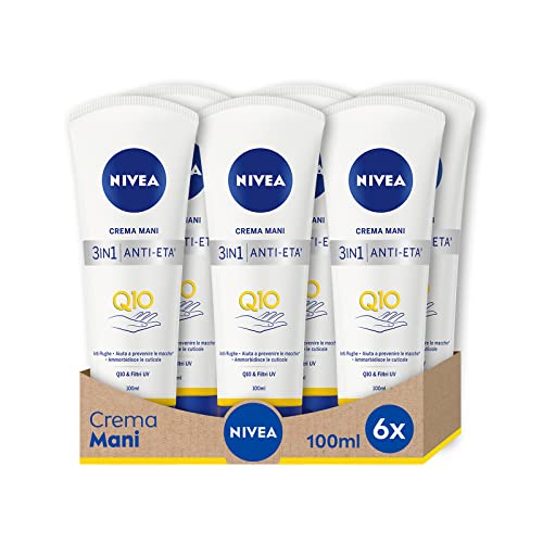 NIVEA Anti-Aging Handcreme Q10, Anti-Falten und Anti-Flecken, 6 x 100 ml, feuchtigkeitsspendende Handcreme, angereichert mit Q10 Complex, Anti-Age Creme mit UV-Filtern von NIVEA