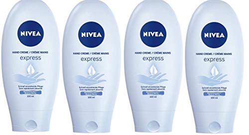 Nivea Hand Creme Express Care, 4er Pack (4 x 100 ml), zieht schnell ein und spendet Feuchtigkeit, mit Meeresmineralien von NIVEA