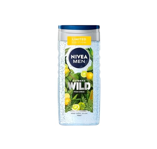 Nivea Shower Gel 250ml Men Extreme Wild Fresh Citrus Energetic Scent Limited Edition Body, Face And Hair Optimal Care Refreshes And Vitalizes (Pack Of 4) von NIVEA