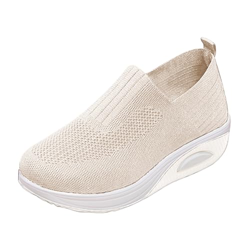 NKPUYT Orthopädische Schuhe Damen Sneaker Sportschuhe Slip on Turnschuhe Leichtgewicht Freizeitschuhe Plateau Laufschuhe Casual Sneaker Mesh Atmungsaktiv Gesundheitsschuhe Outdoor Fitness Schuhe von NKPUYT