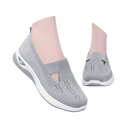 NKPUYT Orthopädische Schuhe Damen Sneaker Turnschuhe Slip on Sportschuhe Leicht Bequeme Freizeitschuhe Plateau Laufschuhe Casual Sneaker Ohne Schnuersenkel Gesundheitsschuhe Outdoor Fitness Schuhe von NKPUYT