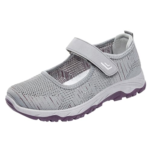 NKPUYT Orthopädische Schuhe Damen Sneaker Turnschuhe Slip on Sportschuhe Leicht Bequeme Laufschuhe Mesh Atmungsaktiv Freizeitschuhe mit Klettverschluss Schlupfschuhe rutschfest Walkingschuhe von NKPUYT