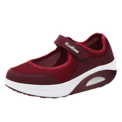 NKPUYT Orthopädische Schuhe Damen Sommer Sportschuhe Slip on Turnschuhe Leicht Bequeme Laufschuhe Mesh Atmungsaktiv Freizeitschuhe Casual Sneaker Plateau Schlupfschuhe Outdoor Fitness Schuhe von NKPUYT