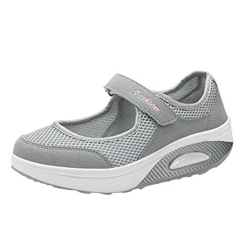 NKPUYT Orthopädische Schuhe Damen Sommer Sportschuhe Slip on Turnschuhe Leicht Bequeme Laufschuhe Mesh Atmungsaktiv Freizeitschuhe Casual Sneaker Plateau Schlupfschuhe Outdoor Fitness Schuhe von NKPUYT