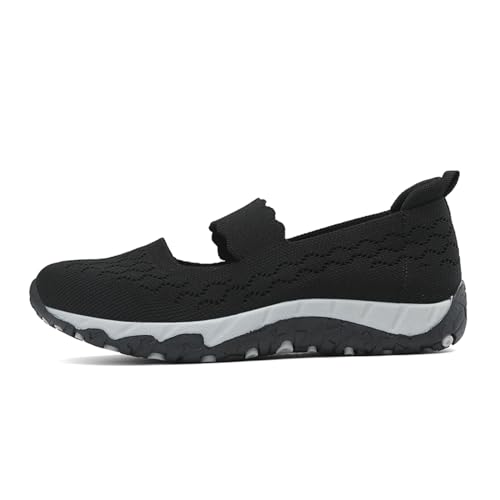 NKPUYT Orthopädische Schuhe Damen Sommer Sportschuhe Slip on Turnschuhe Leicht Bequeme Laufschuhe Mesh Atmungsaktiv Walkingschuhe Casual Sneaker Plateau Gesundheitsschuhe Memory Foam Schuhe von NKPUYT