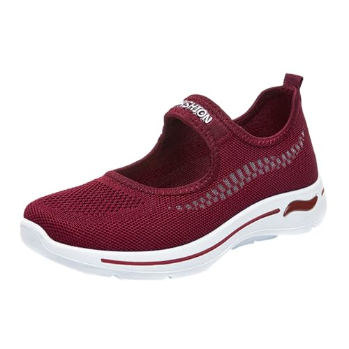 NKPUYT Orthopädische Schuhe Damen Sommer Sportschuhe Slip on Turnschuhe Leicht Bequeme Laufschuhe Ohne Schnuersenkel Freizeitschuhe Casual Sneaker Mesh Atmungsaktiv Gesundheitsschuhe Walkingschuhe von NKPUYT