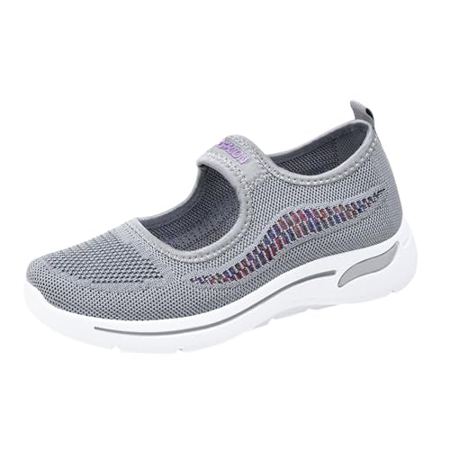 NKPUYT Orthopädische Schuhe Damen Sommer Sportschuhe Slip on Turnschuhe Leicht Bequeme Laufschuhe Ohne Schnuersenkel Freizeitschuhe Casual Sneaker Mesh Atmungsaktiv Gesundheitsschuhe Walkingschuhe von NKPUYT