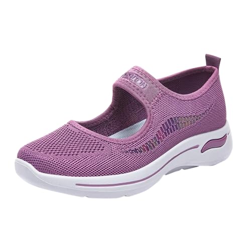 NKPUYT Orthopädische Schuhe Damen Sommer Sportschuhe Slip on Turnschuhe Leicht Bequeme Laufschuhe Ohne Schnuersenkel Freizeitschuhe Casual Sneaker Mesh Atmungsaktiv Gesundheitsschuhe Walkingschuhe von NKPUYT