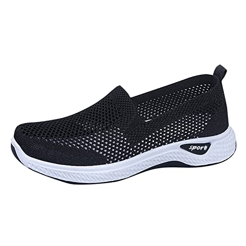 NKPUYT Orthopädische Schuhe Damen Sommer Sportschuhe Slip on Turnschuhe Leichtgewicht Laufschuhe Mesh Atmungsaktiv Freizeitschuhe Casual Sneaker Ohne Schnuersenkel Schlupfschuhe Memory Foam Schuhe von NKPUYT