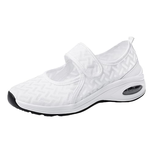 NKPUYT Orthopädische Schuhe Damen Sommer Turnschuhe Slip on Sportschuhe Leicht Bequeme Walkingschuhe mit Klettverschluss Freizeitschuhe Casual Sneaker Atmungsaktiv Schlupfschuhe Luftkissen Schuhe von NKPUYT