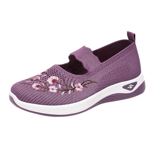 NKPUYT Orthopädische Schuhe Damen Sommer Turnschuhe Slip on Sportschuhe Leichtgewicht Laufschuhe Mesh Atmungsaktiv Freizeitschuhe Casual Sneaker Plateau Straßenlaufschuhe Outdoor Fitness Schuhe von NKPUYT