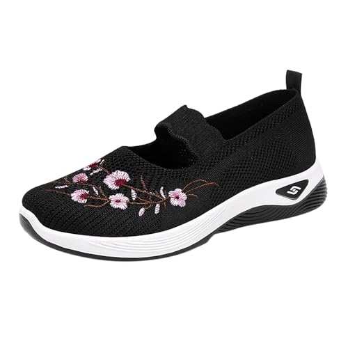 NKPUYT Orthopädische Schuhe Damen Sommer Turnschuhe Slip on Sportschuhe Leichtgewicht Laufschuhe Mesh Atmungsaktiv Freizeitschuhe Casual Sneaker Plateau Straßenlaufschuhe Outdoor Fitness Schuhe von NKPUYT