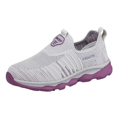 NKPUYT Schuhe Damen Sommer Slip on Sneaker Leicht Bequeme Wanderschuhe Mesh Atmungsaktiv Laufschuhe Ohne Schnuersenkel Sportschuhe Plateau Freizeitschuhe Outdoor Fitness Schuhe Straßenlaufschuhe von NKPUYT