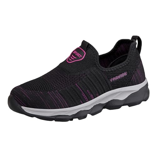 NKPUYT Schuhe Damen Sommer Slip on Sneaker Leicht Bequeme Wanderschuhe Mesh Atmungsaktiv Laufschuhe Ohne Schnuersenkel Sportschuhe Plateau Freizeitschuhe Outdoor Fitness Schuhe Straßenlaufschuhe von NKPUYT