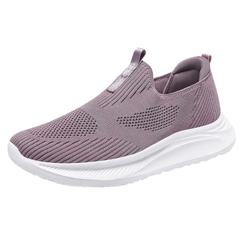 NKPUYT Schuhe Damen Sommer Slip on Sneaker Leichtgewicht Sportschuhe Plateau Laufschuhe Ohne Schnuersenkel Wanderschuhe Mesh Atmungsaktiv Freizeitschuhe Outdoor Fitness Schuhe Straßenlaufschuhe von NKPUYT