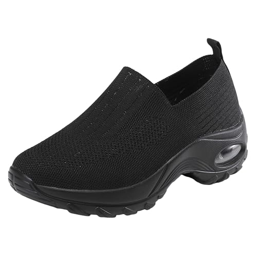 NKPUYT Schuhe Damen Sommer Slip on Sneaker Leichtgewicht Wanderschuhe Mesh Atmungsaktiv Laufschuhe Luftkissen Sportschuhe Plateau Freizeitschuhe Outdoor Fitness Schuhe Straßenlaufschuhe von NKPUYT