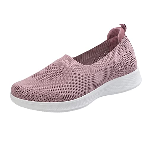 NKPUYT Schuhe Damen Sommer Slip on Turnschuhe Leicht Bequeme Sportschuhe Ohne Schnuersenkel Laufschuhe Plateau Wanderschuhe Mesh Atmungsaktiv Walkingschuhe Memory Foam Schuhe Straßenlaufschuhe von NKPUYT