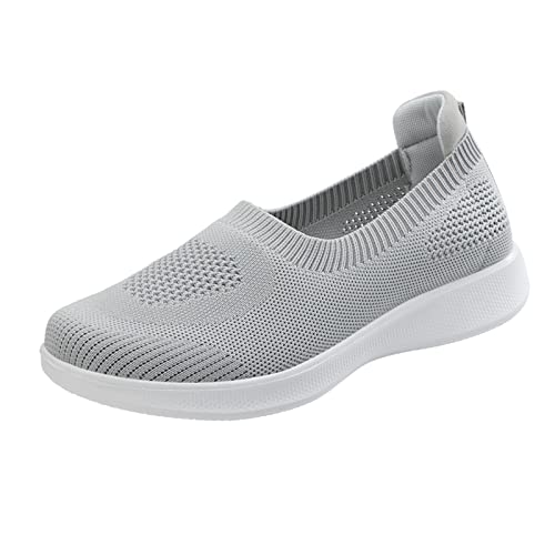 NKPUYT Schuhe Damen Sommer Slip on Turnschuhe Leicht Bequeme Sportschuhe Ohne Schnuersenkel Laufschuhe Plateau Wanderschuhe Mesh Atmungsaktiv Walkingschuhe Memory Foam Schuhe Straßenlaufschuhe von NKPUYT