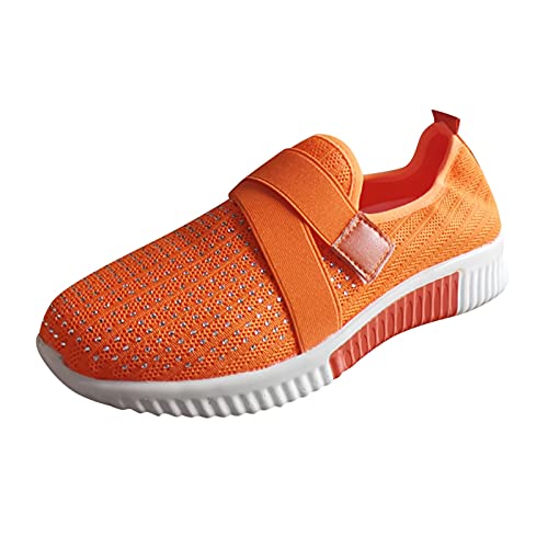 NKPUYT Schuhe Damen Sommer Slip on Turnschuhe Leicht Bequeme Wanderschuhe Mesh Atmungsaktiv Walkingschuhe Ohne Schnuersenkel Sportschuhe Plateau Laufschuhe Outdoor Fitness Schuhe Schlupfschuhe von NKPUYT