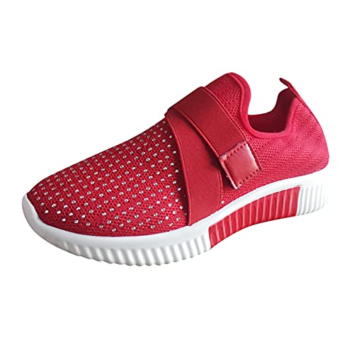 NKPUYT Schuhe Damen Sommer Slip on Turnschuhe Leicht Bequeme Wanderschuhe Mesh Atmungsaktiv Walkingschuhe Ohne Schnuersenkel Sportschuhe Plateau Laufschuhe Outdoor Fitness Schuhe Schlupfschuhe von NKPUYT