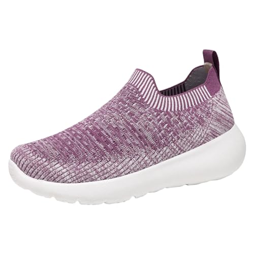 NKPUYT Schuhe Damen Sommer Slip on Turnschuhe Leicht Bequeme Wanderschuhe Ohne Schnuersenkel Laufschuhe Mesh Atmungsaktiv Sportschuhe Plateau Freizeitschuhe Outdoor Fitness Schuhe Straßenlaufschuhe von NKPUYT