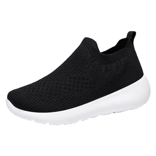 NKPUYT Schuhe Damen Sommer Slip on Turnschuhe Leicht Bequeme Wanderschuhe Ohne Schnuersenkel Laufschuhe Mesh Atmungsaktiv Sportschuhe Plateau Freizeitschuhe Outdoor Fitness Schuhe Straßenlaufschuhe von NKPUYT