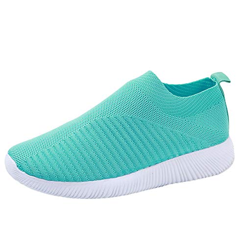 NKPUYT Schuhe Damen Sommer Slip on Turnschuhe Leicht Bequeme Wanderschuhe Ohne Schnuersenkel Laufschuhe Mesh Atmungsaktiv Sportschuhe Plateau Walkingschuhe Outdoor Fitness Schuhe Sommerschuhe von NKPUYT