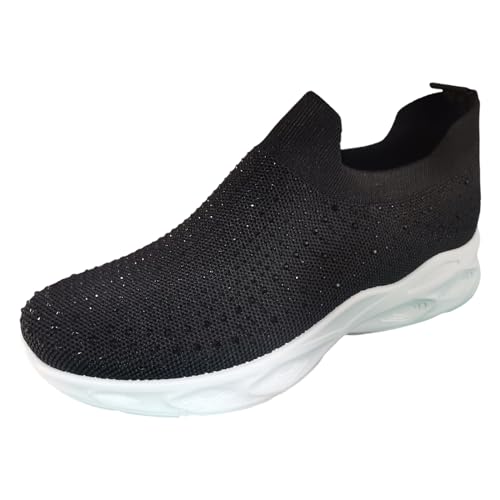 NKPUYT Schuhe Damen Sommer Slip on Turnschuhe Leichtgewicht Sportschuhe Plateau Freizeitschuhe Ohne Schnuersenkel Wanderschuhe Mesh Atmungsaktiv Walkingschuhe Memory Foam Schuhe Straßenlaufschuhe von NKPUYT