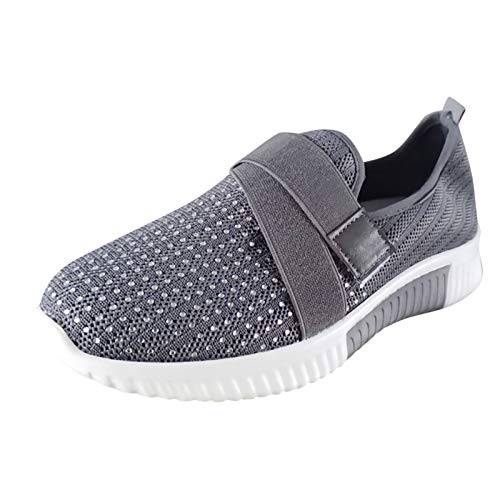 NKPUYT Schuhe Damen Sommer Slip on Turnschuhe Leichtgewicht Sportschuhe Plateau Walkingschuhe Mesh Atmungsaktiv Wanderschuhe Ohne Schnuersenkel Laufschuhe Outdoor Fitness Schuhe Sommerschuhe von NKPUYT