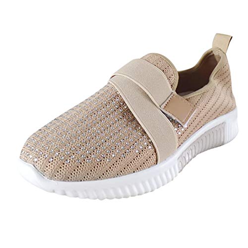 NKPUYT Schuhe Damen Sommer Slip on Turnschuhe Leichtgewicht Sportschuhe Plateau Walkingschuhe Mesh Atmungsaktiv Wanderschuhe Ohne Schnuersenkel Laufschuhe Outdoor Fitness Schuhe Sommerschuhe von NKPUYT