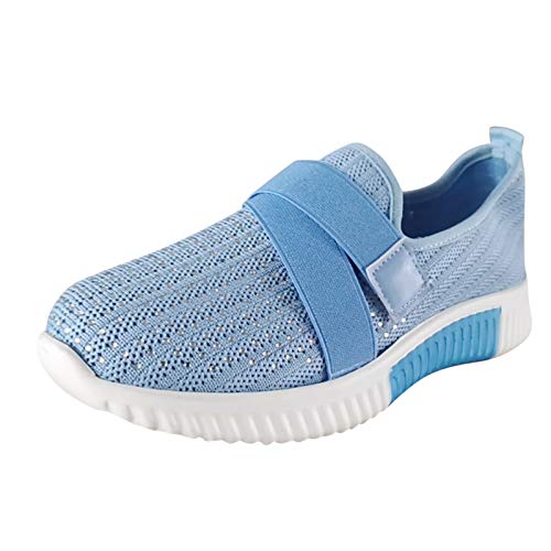 NKPUYT Schuhe Damen Sommer Slip on Turnschuhe Leichtgewicht Sportschuhe Plateau Walkingschuhe Mesh Atmungsaktiv Wanderschuhe Ohne Schnuersenkel Laufschuhe Outdoor Fitness Schuhe Sommerschuhe von NKPUYT