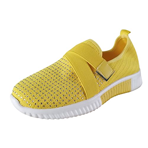 NKPUYT Schuhe Damen Sommer Slip on Turnschuhe Leichtgewicht Sportschuhe Plateau Walkingschuhe Mesh Atmungsaktiv Wanderschuhe Ohne Schnuersenkel Laufschuhe Outdoor Fitness Schuhe Sommerschuhe von NKPUYT