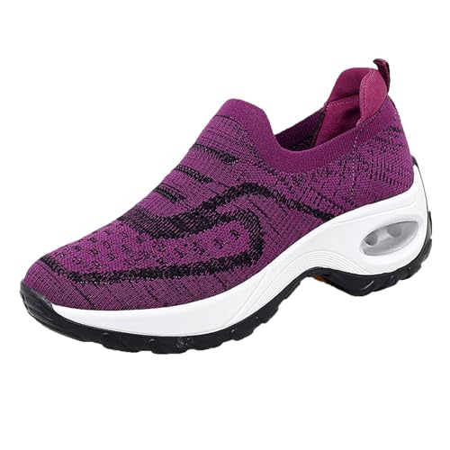 NKPUYT Sneaker Damen Sommer Slip on Sneaker Leicht Bequeme Sportschuhe Mesh Atmungsaktiv Laufschuhe Ohne Schnuersenkel Wanderschuhe Plateau Freizeitschuhe Outdoor Fitness Schuhe Straßenlaufschuhe von NKPUYT