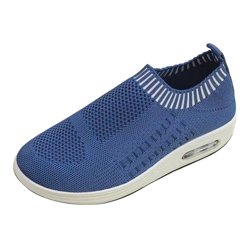 NKPUYT Sneaker Damen Sommer Slip on Sneaker Leicht Bequeme Wanderschuhe Luftkissen Freizeitschuhe Plateau Sportschuhe Mesh Atmungsaktiv Laufschuhe Outdoor Fitness Schuhe Straßenlaufschuhe von NKPUYT