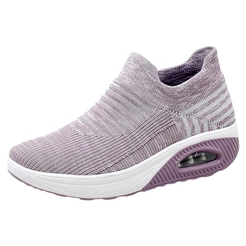 NKPUYT Sneaker Damen Sommer Slip on Sneaker Leicht Bequeme Wanderschuhe Mesh Atmungsaktiv Walkingschuhe Plateau Sportschuhe Weiche Sohle Laufschuhe Outdoor Fitness Schuhe Straßenlaufschuhe von NKPUYT