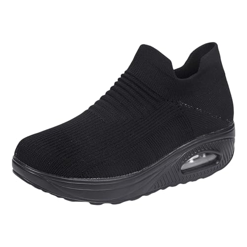 NKPUYT Sneaker Damen Sommer Slip on Sneaker Leicht Bequeme Wanderschuhe Mesh Atmungsaktiv Walkingschuhe Plateau Sportschuhe Weiche Sohle Laufschuhe Outdoor Fitness Schuhe Straßenlaufschuhe von NKPUYT