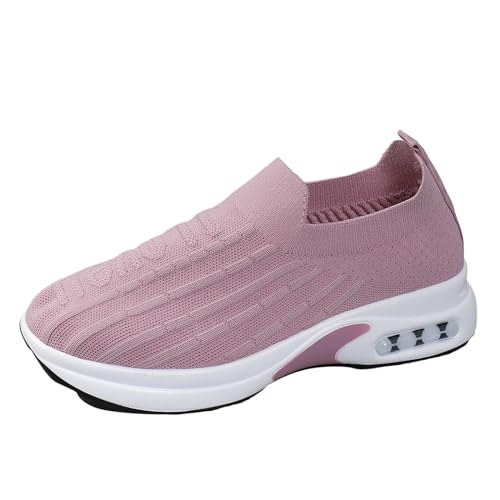 NKPUYT Sneaker Damen Sommer Slip on Sneaker Leichtgewicht Wanderschuhe Plateau Freizeitschuhe Ohne Schnuersenkel Sportschuhe Mesh Atmungsaktiv Laufschuhe Outdoor Fitness Schuhe Schlupfschuhe von NKPUYT